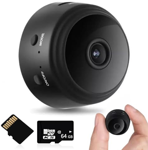 KERCAN Magnetic Mini Security Camera - HD 1080P WiFi Hidden Cameras for Indoor Outdoor Security - Live Feed with Audio, Night Vision, Motion Detection and Mobile App Control (64G Set)