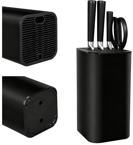 MFUSUL Range Couteaux de Cuisine, Noir, Range Couteaux de Cuisine Universel Vide Avec 21 Emplacements et Système de Drainage, Bloc Couteaux Cuisine Vide pour Affûteur de Couteaux, pour Cuisine