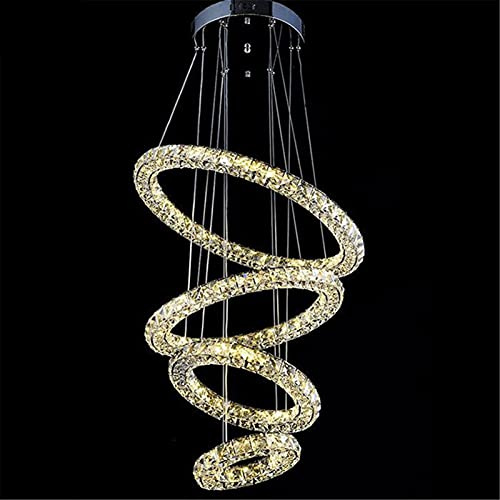 GWJKG Lámpara Grande LED Cristal 4 Anillos Lustres Luminaria Suspensión Lumiere Iluminación Círculos Lámpara K9 Cristal Claro, Colgante