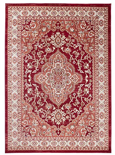 Mazovia Traditioneller Orientalischer Teppich - Weicher Teppich für Wohnzimmer Schlafzimmer Esszimmer - ÖKO-TEX Zertifiziert - AYLA - 120 x 170 cm - Rot
