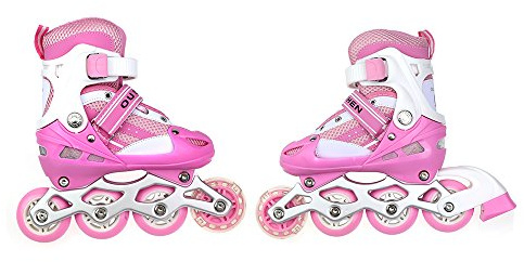 Flyelf Barn skridskor Inlineskater Roller Justerbar Flickor Barn Rosa 2 Storlek M