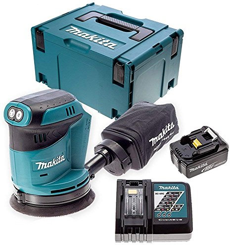 Makita DBO180Z 18V Random Orbit Sander with 1 x 5Ah Battery, Charger, Case