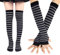 Bienvenu Damensocken, gestreift, kniehoch, Armwärmer, fingerlose Handschuhe, GRAU, Einheitsgröße