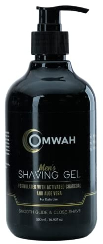 OMWAH Activated Charcoal Barber Shaving Gel Straight Razor Shave Gel (16.9 oz.)