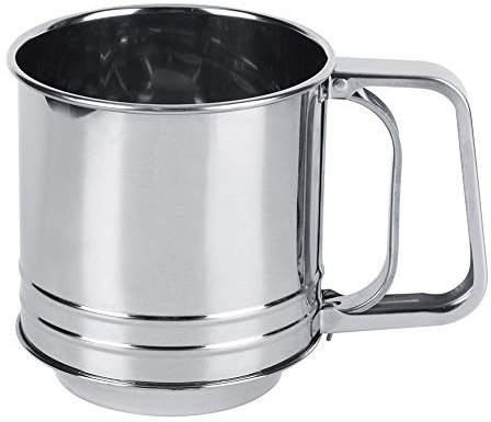 Mehlsieb Edelstahl Handheld Manuelle Mehlsieb Sieb Rutschfeste Griff Küche Backwerkzeug Rotierenden Blatt Design