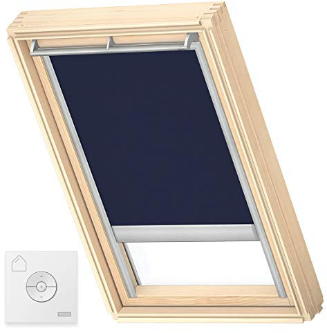VELUX Original Solar-Verdunkelungsrollo für SK08, Dunkelblau, mit Grauer Führungsschiene