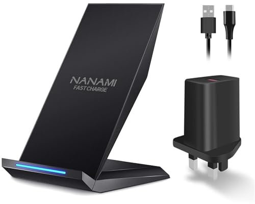 NANAMI Wireless Charger with Plug for - Qi-Certified Fast Cordless Charger for iPhone 16 15 14 13 12 11 SE2 XS XR X 8 8 Plus, Induction Charging Stand for Samsung Galaxy S24 S23 S22 S21 S20 S10 S9 S8