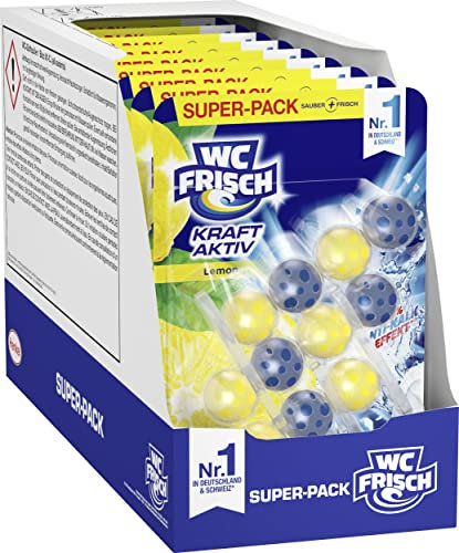 WC-Frisch Kraft Aktiv Duftspüler Lemon, WC-Reiniger, 9er Pack (9 x 150 g) mit Lufterfrischer Effekt für einen intensiven Duft