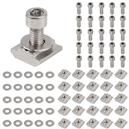 Justech 50PCs 4040 Tuercas de Ranura en T M8 Tuercas de Perfil de Aluminio 18 x 18 x 8mm Tuerca Deslizante de Corredera para 4040 Tuercas de Cabeza de Martillo T-Pista Deslizador