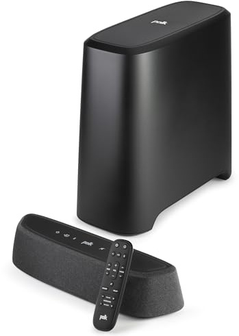 Polk Audio MagniFi Mini AX Sound Bar for TV with Wireless Subwoofer, Dolby Atmos and DTS:X Certified, Polk's patented VoiceAdjust & SDA technologies, Ultra-Compact Design, Easy Setup, Black