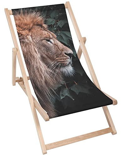 DreamRoots Liegestuhl Klappbar Holz aus Buchenholz, bis 130 kg belastbar, 3-Fach verstellbare Rückenlehne, waschbarer Polyesterbezug