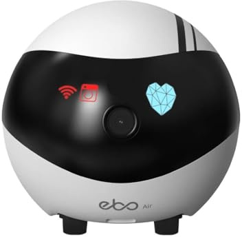 Enabot EBO AIR Telecamera per bambini e animali domestici 1080P, funzione AI intelligente, connettività Wi-Fi, visione notturna, auto-crociera, auto-ricarica, rilevazione del movimento, audio a 2 vie