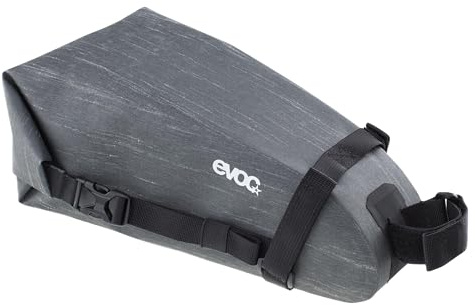 EVOC SEAT PACK WP 4, enkel sadelväska (lätt cykeltillbehör, vattentät cykelväska, bakre cykelväska, mått: 12 x 30 x 11 cm, vikt: 220 g, volym: 4 l), Carbon Grey