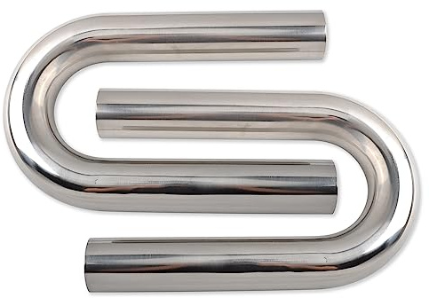 BIGREAT OD 2.5'' Inch (63MM) 180 Degree Bend Elbow Stainless Steel Turbocharger Pipe Tube Intercooler Pipe High Class Brushed Treatment Air Intake Tube Pipe Polished Universal-2PCS