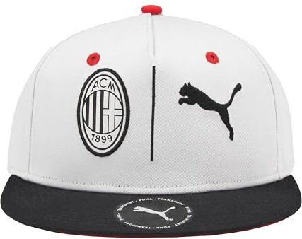 AC Milan Cappello con Visiera, Cappellino Estivo Classico con Logo Ufficiale, Cappellino Uomo o Donna, Unisex, Regolabile, Regolabile, Bianco/Nero (Visiera Piatta)