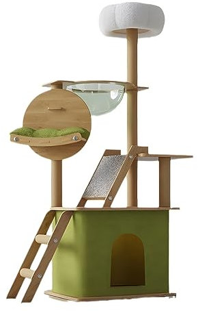 Kratzbaum,150cm Katzenbaum,Massivholz Kratzbaum Groß,Mehrstöckige Katzenhaus,Kratzbaum Grosse Katzen Stabil,Katzenkratzbaum,Kratztonne für Katzen (A Stil)