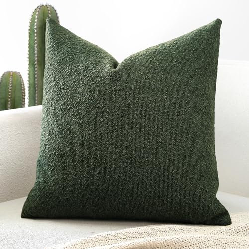 Artscope 1er Set Boucle-Kissenbezügen Einfarbig Wurfkissenbezug Moderne Dekokissen Kissenhülle Set Kissen Fall für Sofa Auto Schlafzimmer Zuhause Dekor 50x50cm, Waldgrün