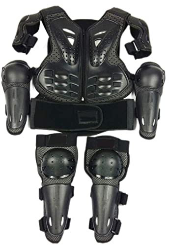 Body Armour Motocicleta para 5-13 Años, Niños Motocross Body Armour Chaleco, Moto Chaqueta Protectora con Rodillera Y Codera, Niños Motocross Gear para Ciclismo, Dirt Bike Gear (Negro)