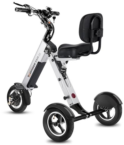 TopMate ES35 Tricycle Électrique Coussin D'assise avec Dossier, Léger Tricycle avec Batterie Amovible 36 V 7,8 Ah, Fonction Marche Arrière et Interrupteur à Clé pour Les Déplacements et Les Voyages