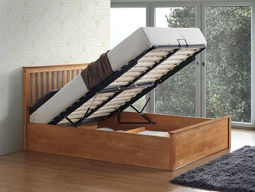 Bedmaster Malmo Wooden Ottoman Storage Bed Size And Colour Options (Oak, King (U.K. Standard))