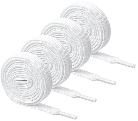 2 Pairs Flat Shoelaces, Trainer Shoelaces Replacements, Athletic Shoe Laces for Sneakers, Casual Shoes (White)