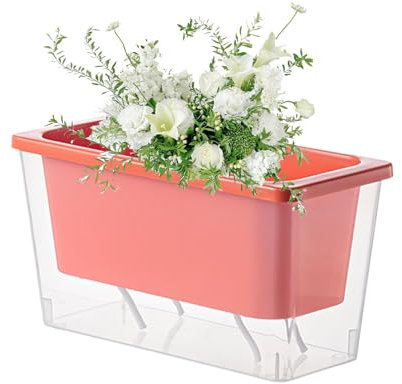 Nuyhgtr Fioriera da interni per irrigazione, vaso rettangolare per balcone, scatola di coltivazione floreale da giardino per appartamento, casa, ufficio, giardinaggio di piccoli spazi, di