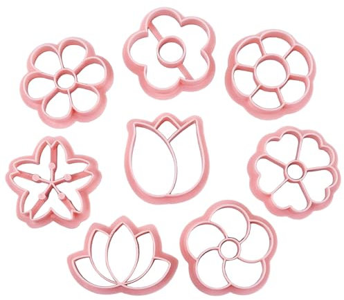 Juego de 8 sellos en forma de flor para galletas, fondant, para bodas, fiestas, postres, pasteles, herramientas