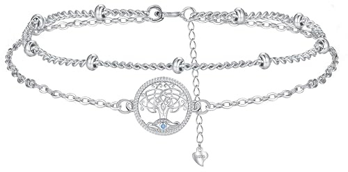 BerriBling Pulseras Árbol de la Vida Mujer Plata de Ley 925 Pulsera Nudo de Bruja,Regalos Joyas Originales Para Mujer Amigo Hermanas