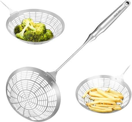 Verbessertes Edelstahl-Spinnen-Sieb, Skimmer, Schöpfkelle zum Kochen und Braten, Küchenutensilien, Drahtsieb, Nudellöffel, Größe S