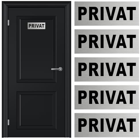 Skylt Privat, Skylt, Dörrskärmsskylt, Aluminiumskylt Privat - 5-packning 16x6 cm självhäftande väderbeständig - för kontor, butik och privata områden