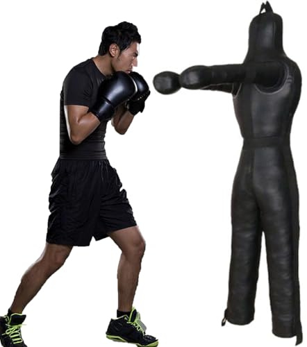 REHOOF Mannequin De Frappe 130-185Cm, Poids Rempli Jusqu'à 65KG - Grappling Dummy - Sac De Frappe Boxe pour MMA, Art Martiaux, Jiu-Jitsu,Brésilien, Entraînement D'autodéfense (Non Rempli) B,150CM