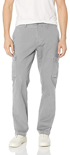 Amazon Essentials Men's Slim Fit Stretch Work Cargo Trousers (Available in Big & Tall), Light Grey, 32W / 33L