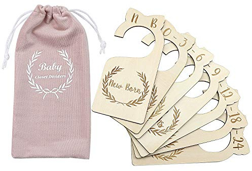 uwows Separadores de Armario de Madera para bebés, Juego de 7, Desde recién Nacidos hasta 24 Meses, organizadores de armarios para bebés, decoración Infantil, organizadores de Ropa para bebés