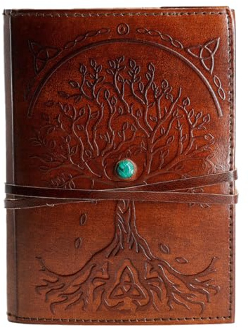 Leather Journal in Brown 7x5 Refillable Lined Paper Tree of Life Handmade writing Notebook Diary Leather Bound Daily Notepad for women and men Writing pad for Artist Sketch