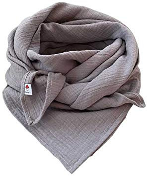 Glückspilz I Musselin Tuch Damen | Musselin Schal Damen | 130 x 130 cm | Schals & Tücher für Damen | Baumwolle | Musselintuch | XXL | Grau