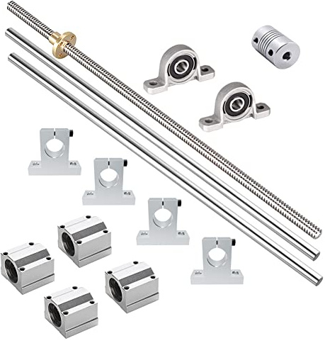 iYueMps 500mm Tige inox Φ8mm T8 Tiges Filetées Vertical Set avec Support Vertical,Linéaire Motion Roulement，Écrou en Laiton,Roulement Vertical,Accouplements Flexibles Pour Imprimante 3D CNC DIY