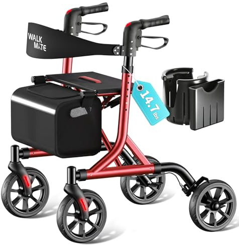 WALK MATE Rollator Walker for Seniors with Seat, Lightweight Foldable