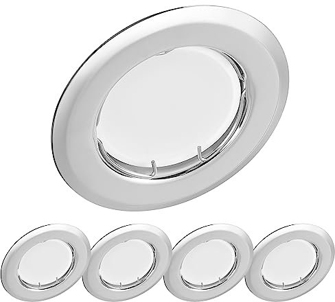 YanFeiYit LED Einbaustrahler rund - Chrom 3 Watt 230V dimmbar – Ø 55-60mm Lochmaß – Einbau-Spot Decken-Strahler Deckeneinbaustrahler Deckenspot Deckeneinbauleuchte (5er Set - Neutralweiß)