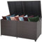 GOPLUS 662 Liter Polyrattan Kissenbox, Auflagenbox mit Gasdruckfedern, Gartenbox mit Griffen und Rollen, Garten Aufbewahrungsbox für Spielzeug, Kissen, 150 x 77 x 73 cm