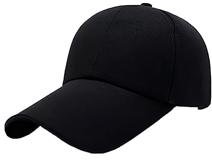 Gorra de béisbol gorra visera larga sombrero deporte unisex anti-UV verano Cap Hombres Mujeres Transpirable Sombrero de sol Playa Viajes Pesca Golf Cap Snapback Trucker, Negro , 56-59