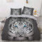 YASMENG Tiger Bettwäsche 135x200 Tiermotiv Weiß Grau 3D Bettbezug Set Weich Flauschig Mikrofaser Bettwäsche 2teilig für Geschenke Zimmer Deko mit Reißverschluss und 80x80 cm Kissenbezug