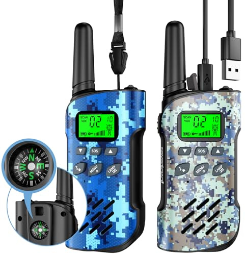Inspireyes Walkie Talkies Niños Recargables, Pack de 2, Regalo Niño Niña