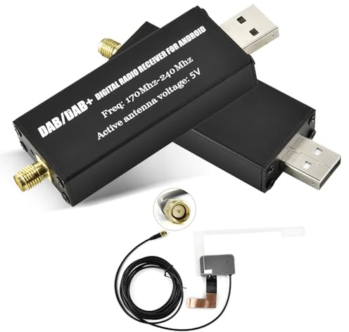 Inefala DAB DAB+ Empfänger für Android Autoradio, DAB Box für Digitalradioempfänger DAB+ Tuner mit Antenne, SMA Antennenanschluss und USB 2.0, Universelles DAB Modul für Android Autoradios