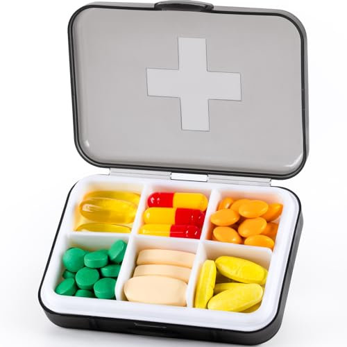 Wöchentliche Pillenbox, tragbare Pillenbox, tägliche Pillenbox, 7-Tage-Medikamentenaufbewahrungsbox (Schwarz)