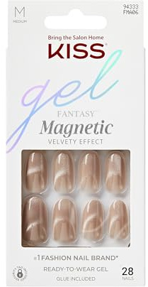 KISS Gel Fantasy, unghie con colla per unghie, dramma, marrone, forma ovale di media lunghezza, contiene 28 chiodi, 2 g di colla, 1 bastoncino per manicure, 1 mini lima