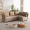 Flamaker Couch L Form, Ecksofa mit Stauraumbettkasten und Polstermöbel, Convertible Sectional Sofa mit Winkelverstellbaren Armlehnen und Rückenlehnen (Beige, 4 Seats)