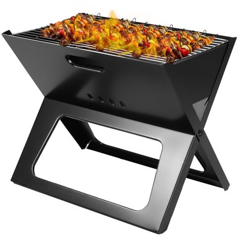 QWORK® Parrilla Plegable, Barbacoa Portatil, Parrilla para Computadora Portátil Resistente al Calor, para Acampar, Viajar