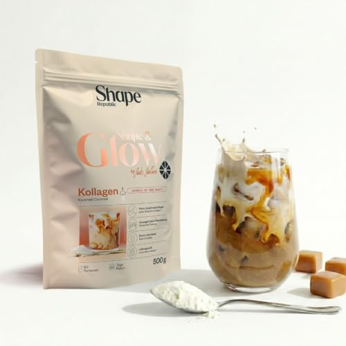 SHAPE REPUBLIC Kollagen Pulver 500g Karamell - Kollagenpeptide Typ I - Bioaktives Kollagen Hydrolysat - Natürliche Zutaten