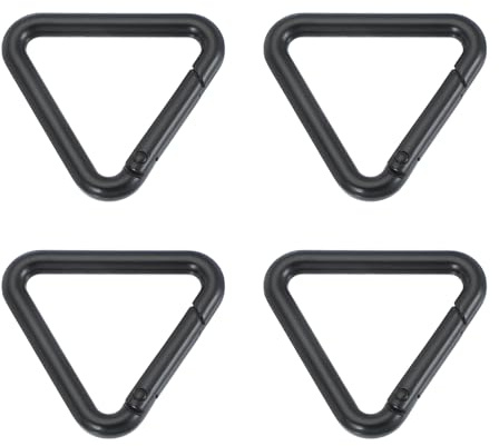 PATIKIL 1,26 Anello a Triangolo con Fibbia, Confezione da 4 Clip a Molla in Metallo Anelli a Scatto Trigger per Cintura Portachiavi Connettori per Borse Fai da Te, Nero