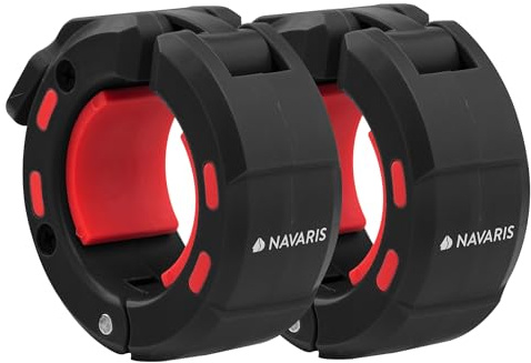 Navaris Cierre Barra Olimpica 50mm - 2x Abrazaderas Barra Olímpica 50mm - Topes para Mancuernas y Barras de Pesas - Diseño de Cierre Rápido y Magnético
